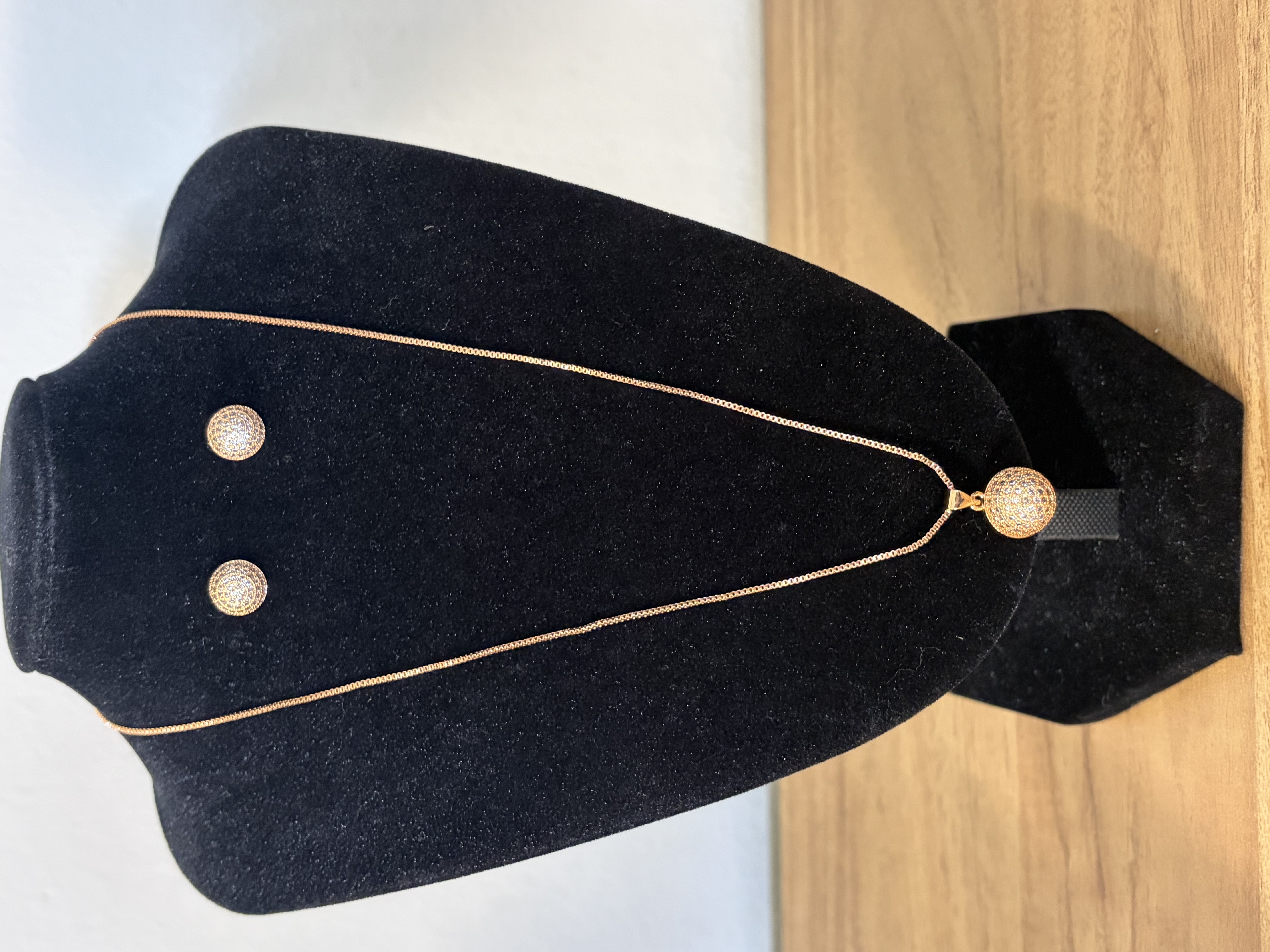 Rose Gold CZ Pendant Necklace Set