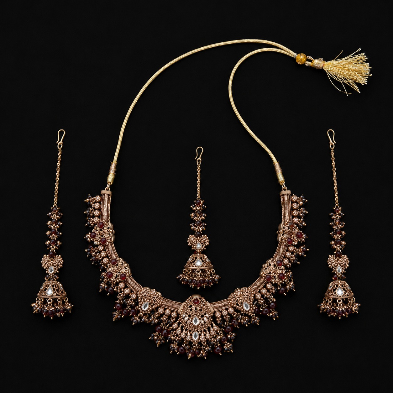 Rose Gold Oxidized Necklace Set