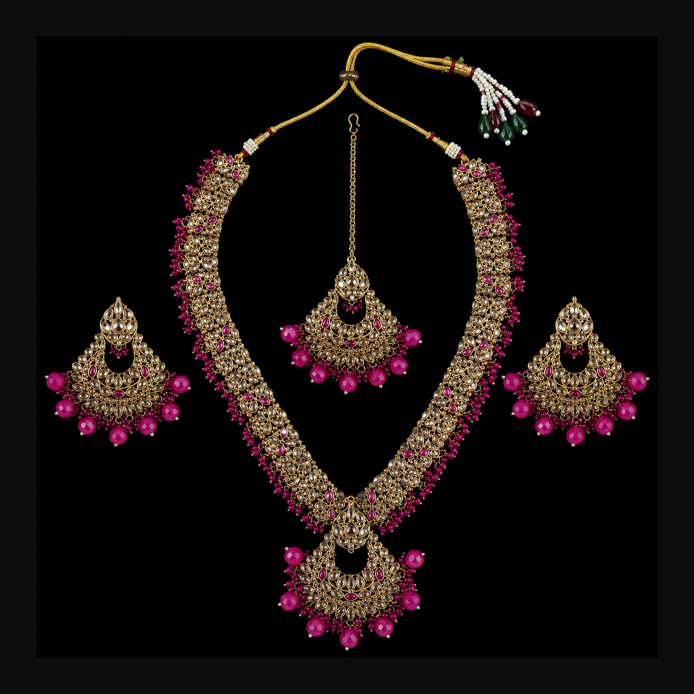 Gold Kundan Fuchsia Choker Set