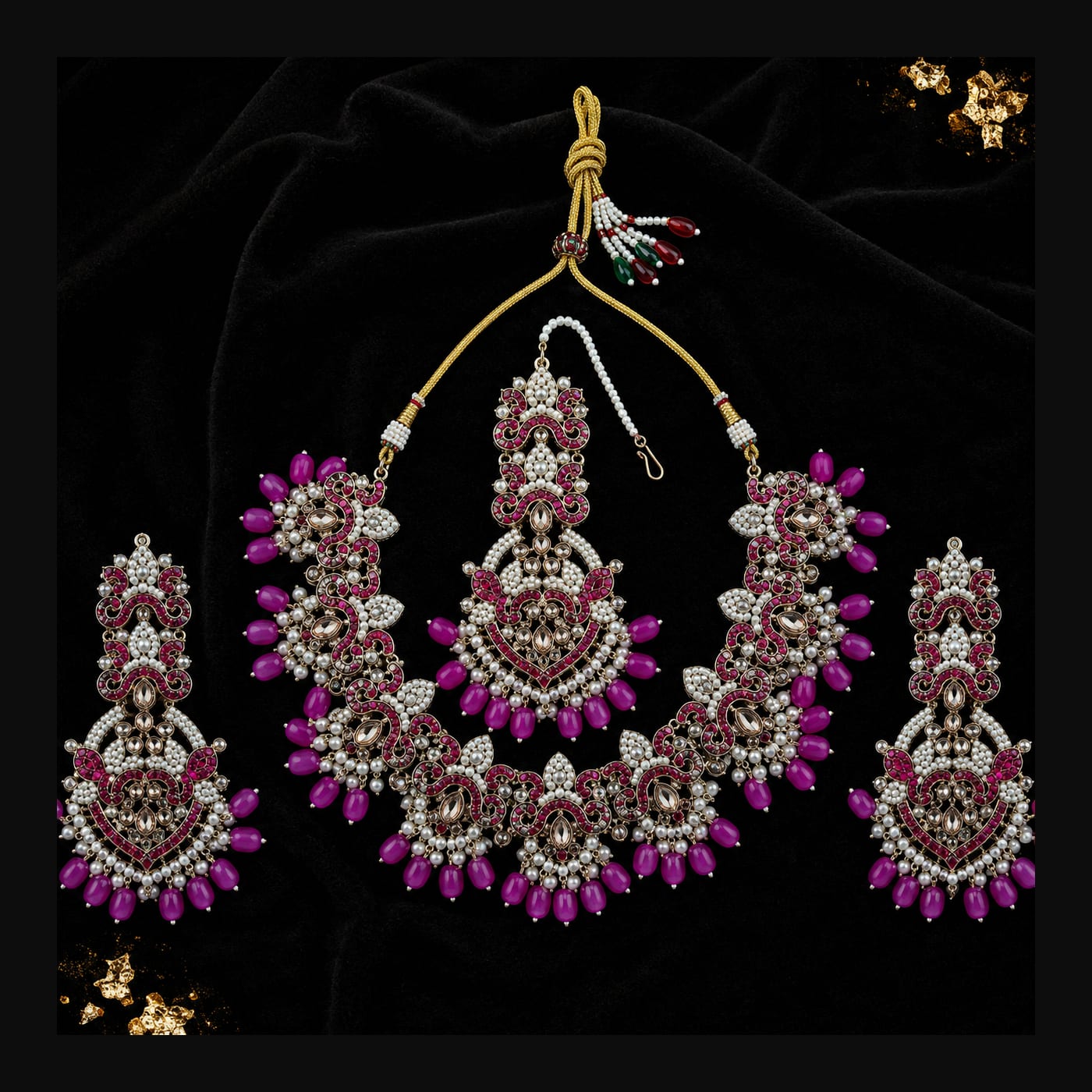 Fuchsia Kundan Bridal Choker Set