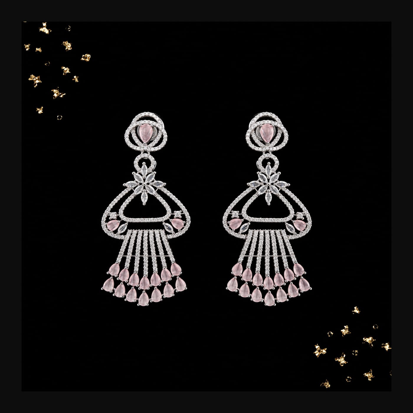 Silver Blush Jhumka Fan Earrings
