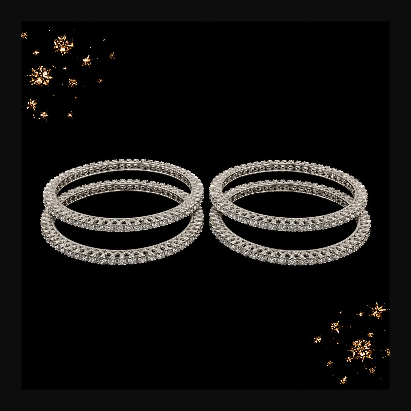 Silver CZ Eternity Bangles (Set of 4)